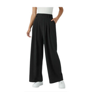 Halara Micro High Waisted Waffle Wide Leg Work Pants Black XS Regular NWT